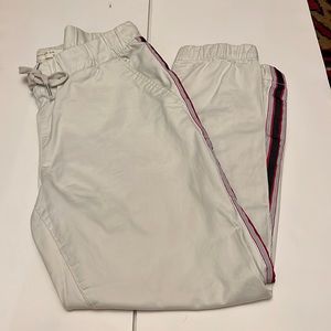 Cotton On White Chino Pants with Red, White and Blue Ribbon Stripes